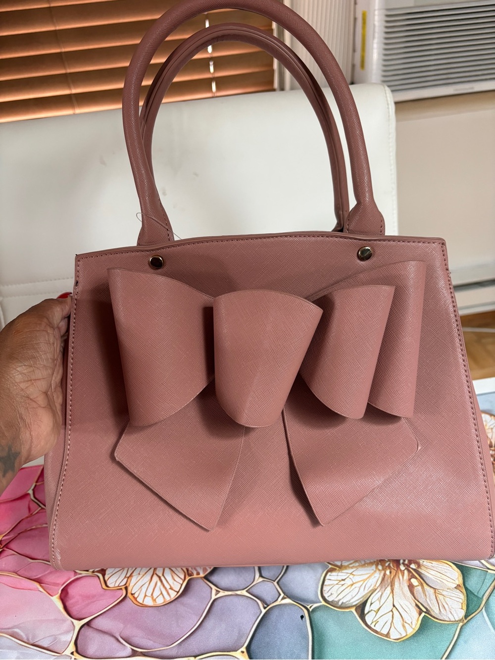 Like Dreams Jenna Satchel-Women's Blush Pink Bow Accent Bag